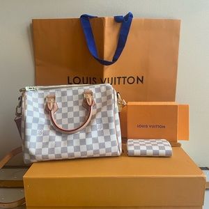 Louis Vuitton Damien Azur Speedy 25 and wallet